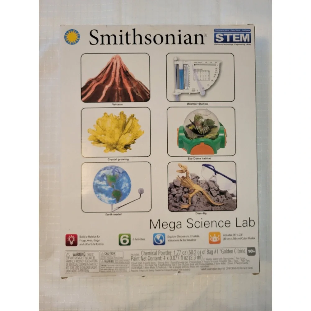 Smithsonian Mega Science Lab STEM Kit 6 Activities Volcano Dino Dig Crystal